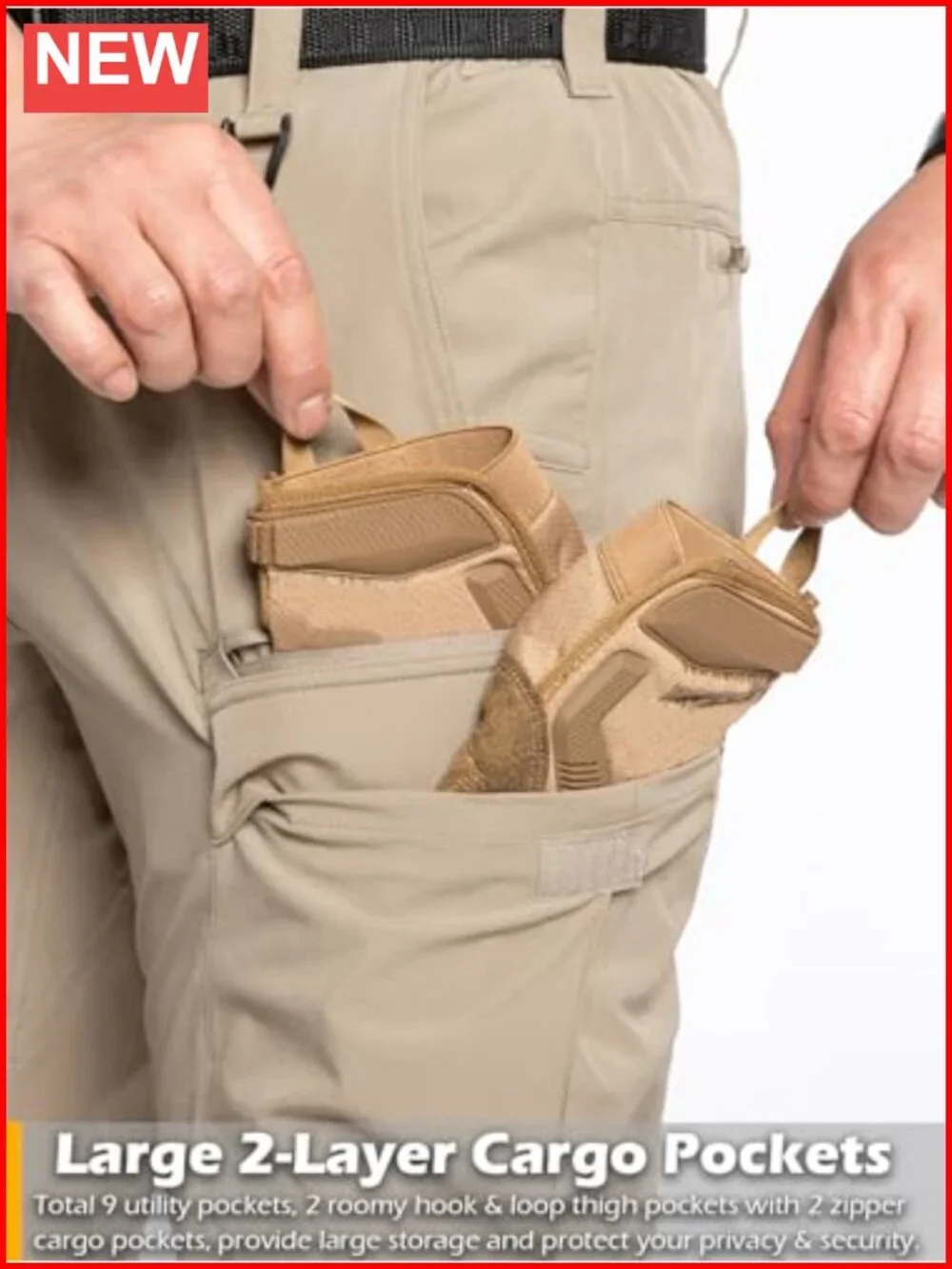 Men's Quick Dry Tactical Hiking Pants Water Resistant Lightweight Cargo Work